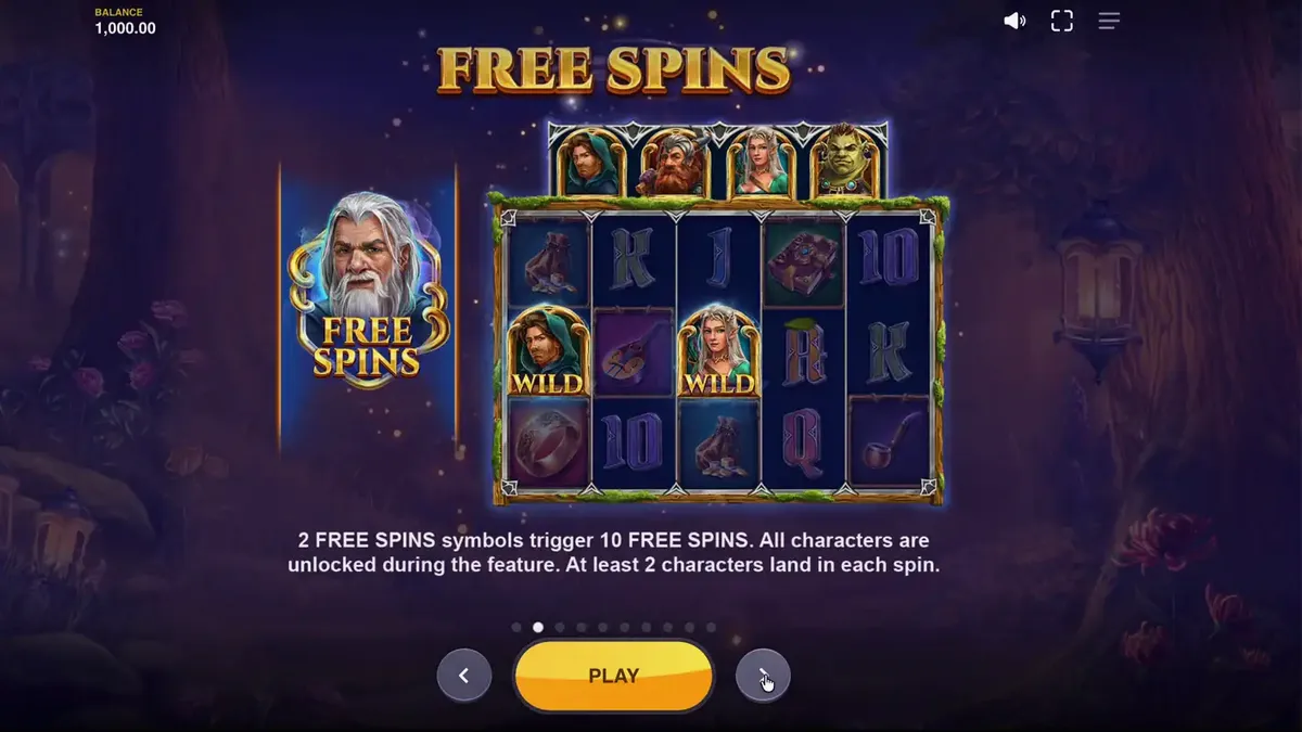 Tampilan visual slot bertema fantasi Land of Riches dengan karakter Dwarf dan Elf